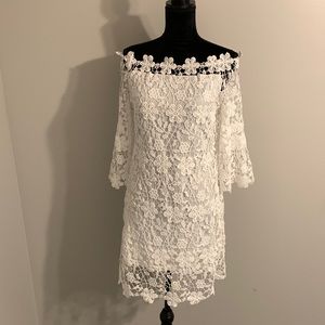White off the shoulder floral dress